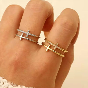 Anel_Ajustavel_Feminino_Dourado_Cruz_Dupla_Santo_Altar_2