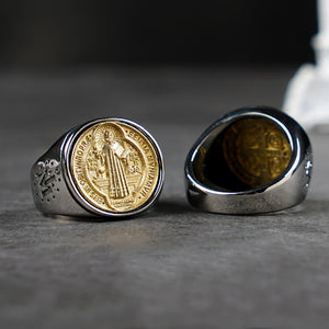 Anel_Sao_Bento_Prata_com_Dourado_Medalha_de_Sao_Bento_Santo_Altar_5