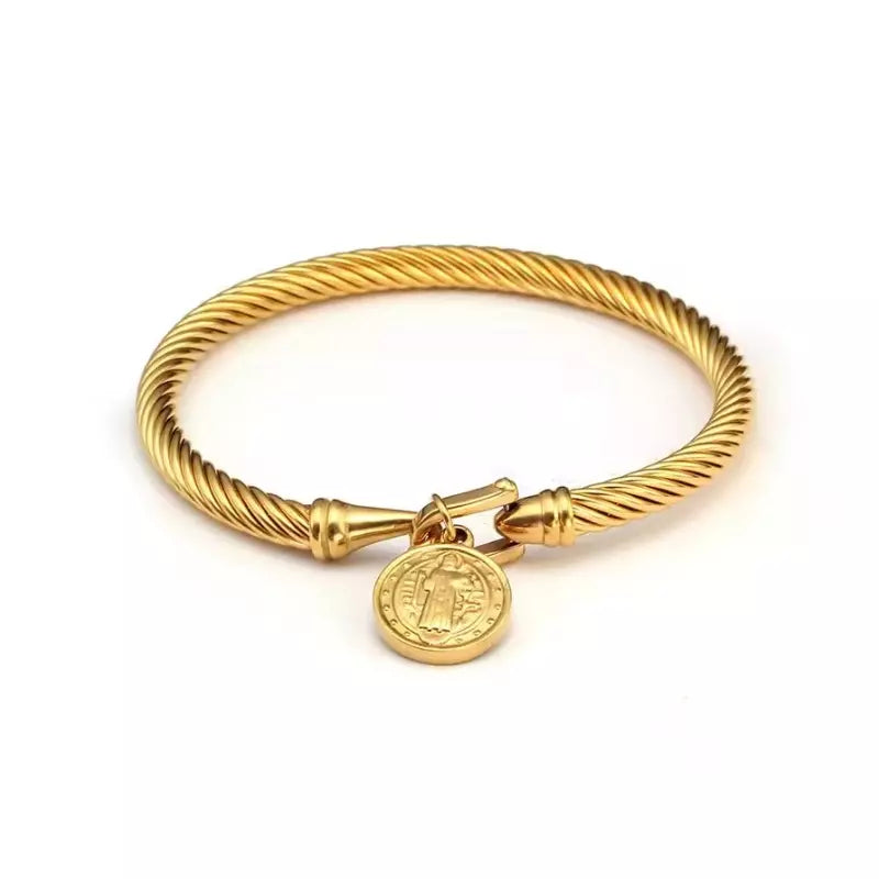 Bracelete São Bento Dourado Santo Altar