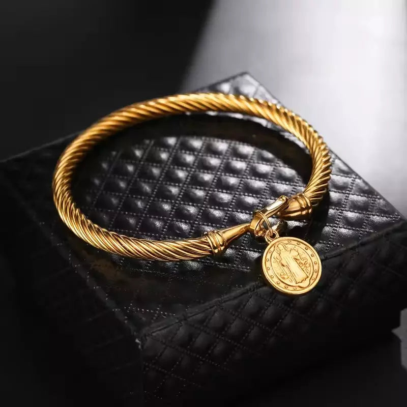 Bracelete São Bento Dourado Santo Altar