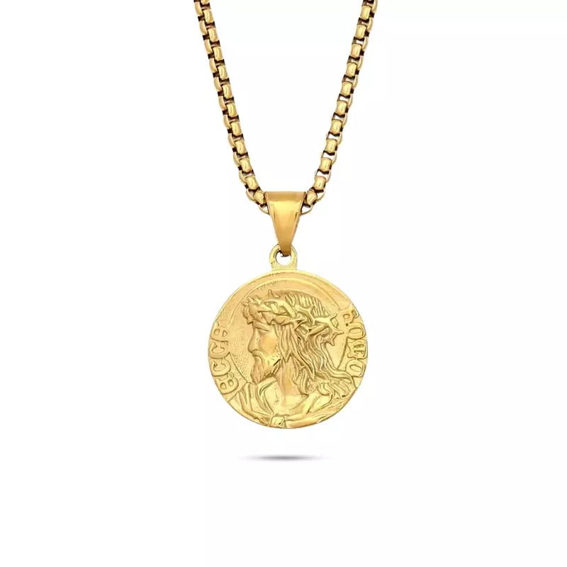 Colar Masculino Pingente Jesus Cristo Dourado Santo Altar