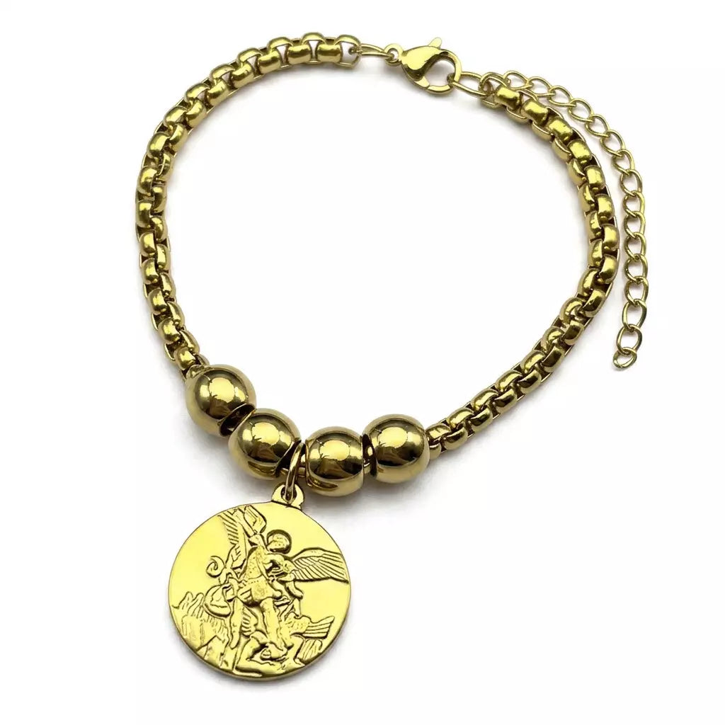 Pulseira_Feminina_Medalha_Sao_Miguel_Arcanjo_Dourado_Santo_Altar_1