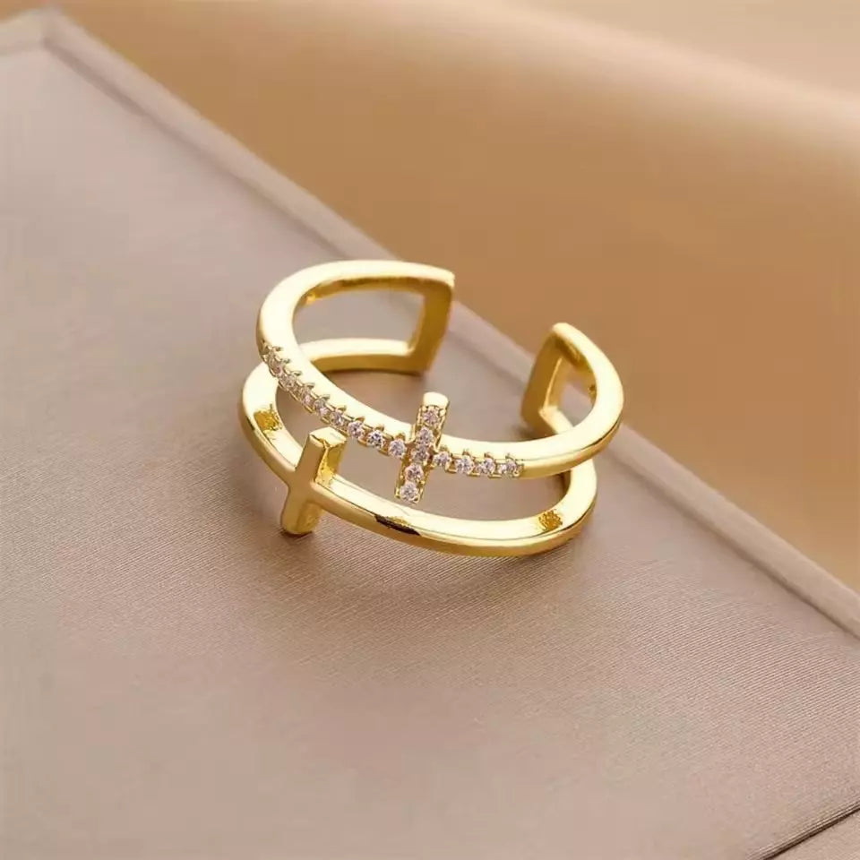 Anel_Ajustavel_Feminino_Dourado_Cruz_Dupla_Santo_Altar_4