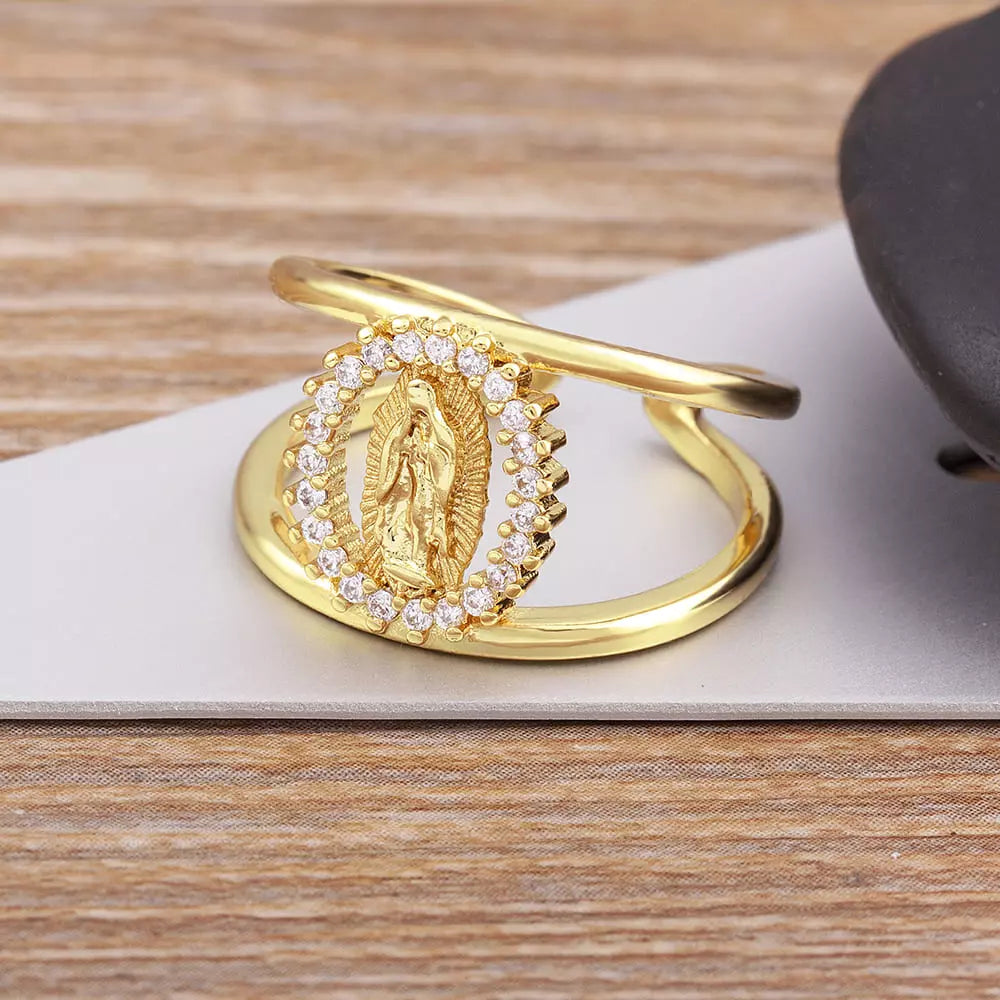 Anel Feminino Zircônia Nossa Senhora de Guadalupe Santo Altar 4