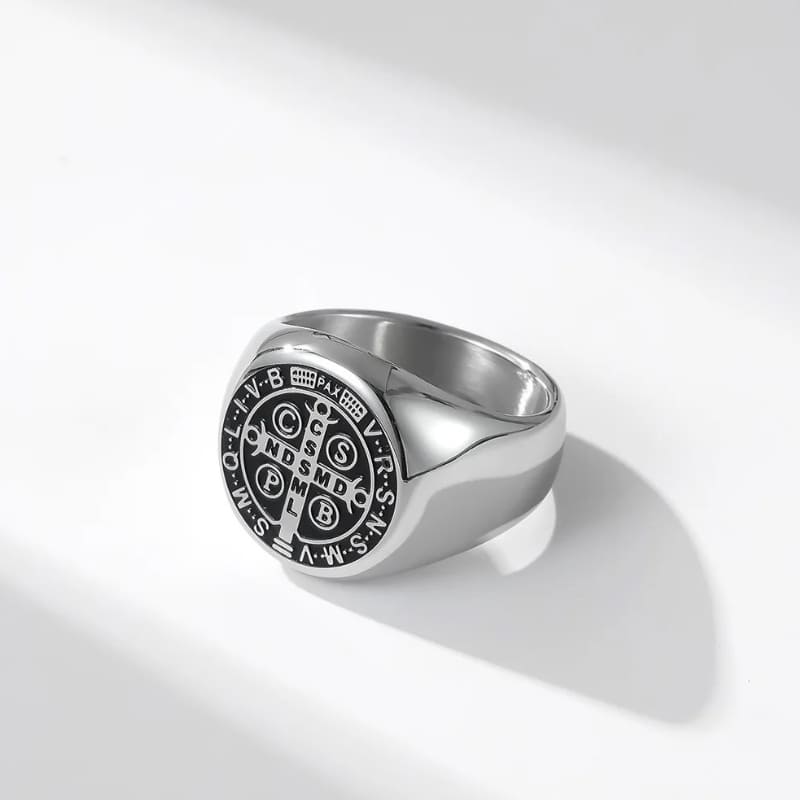 Anel São Bento Prata Medalha de São Bento Santo Altar