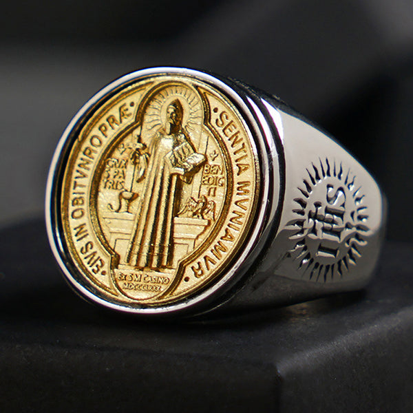 Anel_Sao_Bento_Prata_com_Dourado_Medalha_de_Sao_Bento_Santo_Altar_1