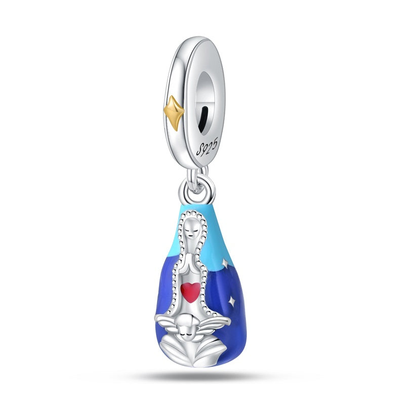 Berloque Prata 925 Pingente Azul Nossa Senhora Santo Altar 1