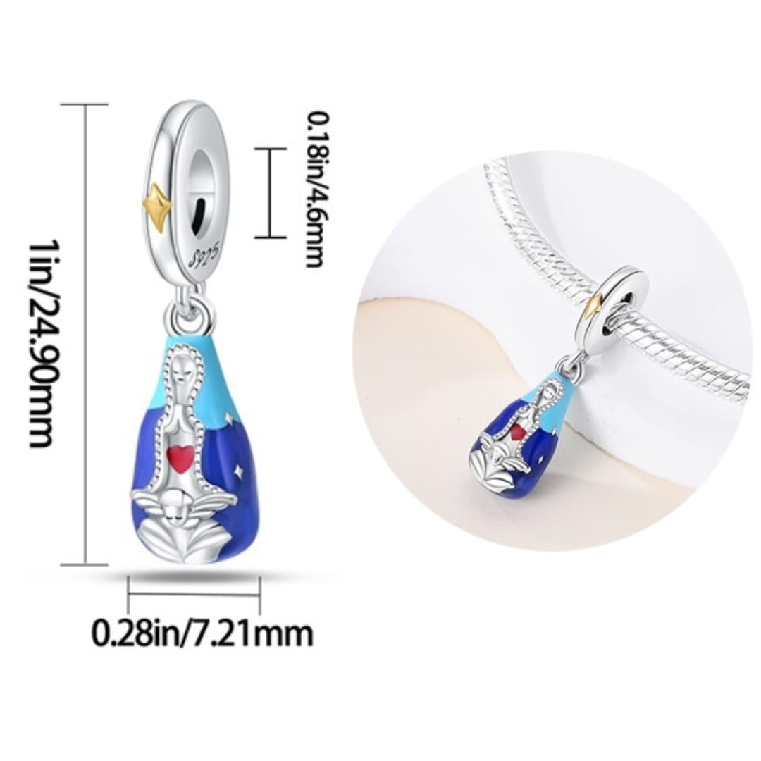Berloque Prata 925 Pingente Azul Nossa Senhora Santo Altar 5