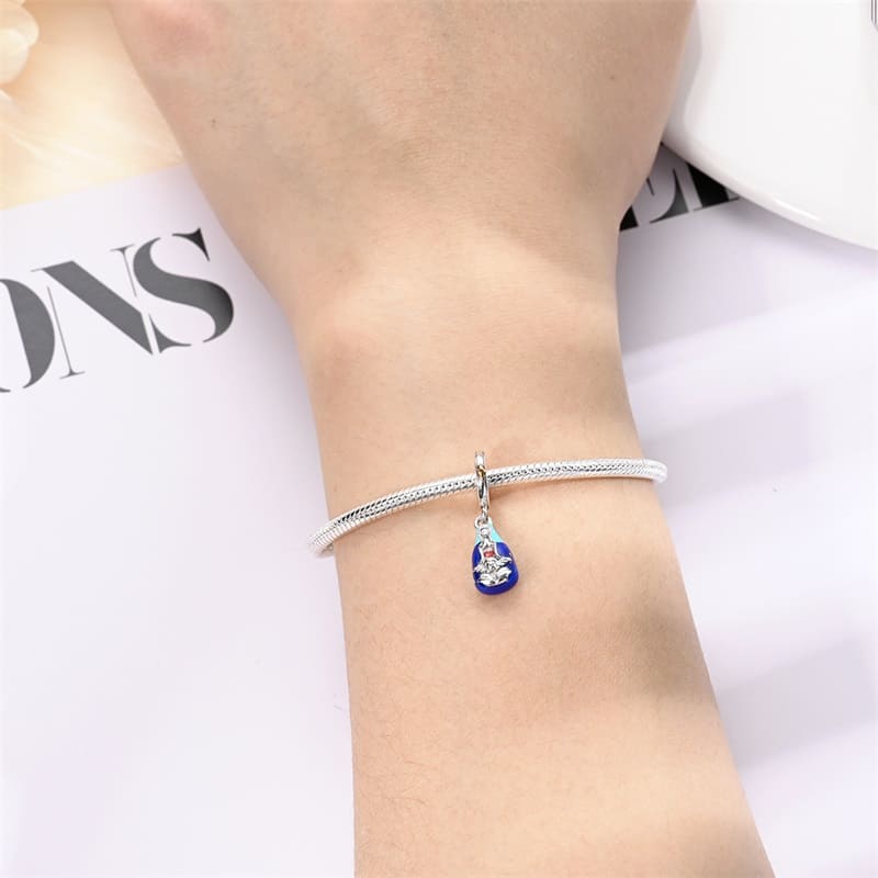 Berloque Prata 925 Pingente Azul Nossa Senhora Santo Altar 2