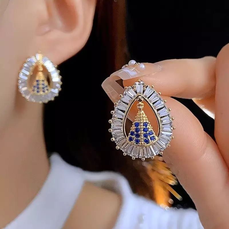 Brinco Nossa Senhora Aparecida Gota com Zircônia Grande Santo Altar