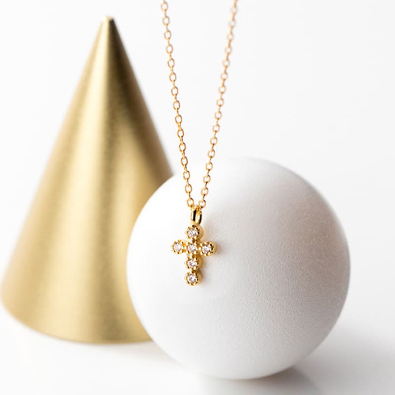 Colar Feminino Prata Pingente Crucifixo Brilhante Santo Altar 1