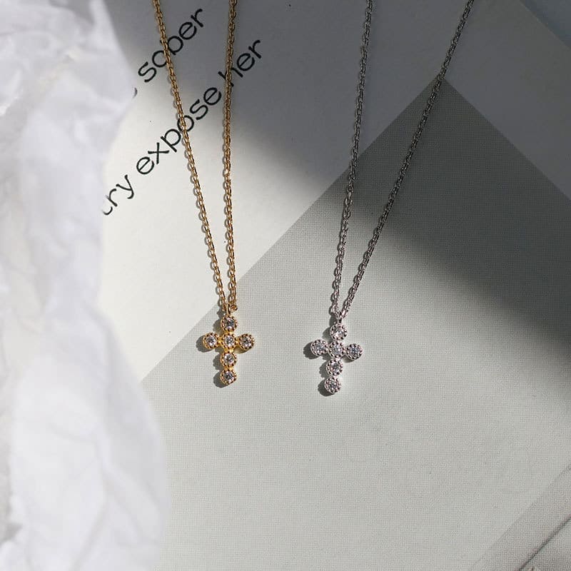 Colar Feminino Prata Pingente Crucifixo Brilhante Santo Altar 3