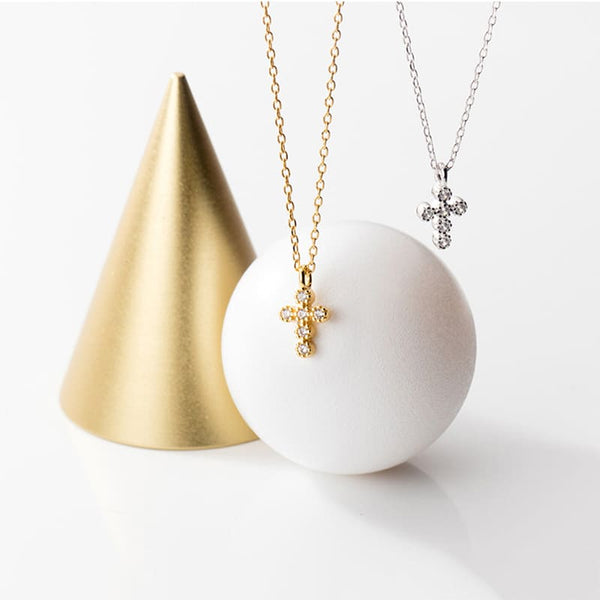 Colar Feminino Prata Pingente Crucifixo Brilhante Santo Altar 6