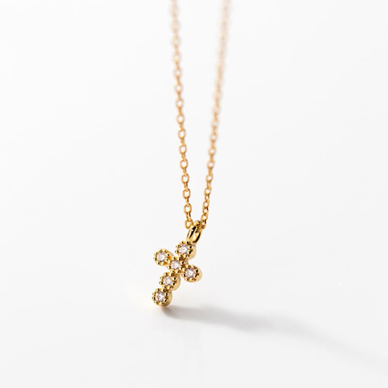 Colar Feminino Prata Pingente Crucifixo Brilhante Santo Altar 7