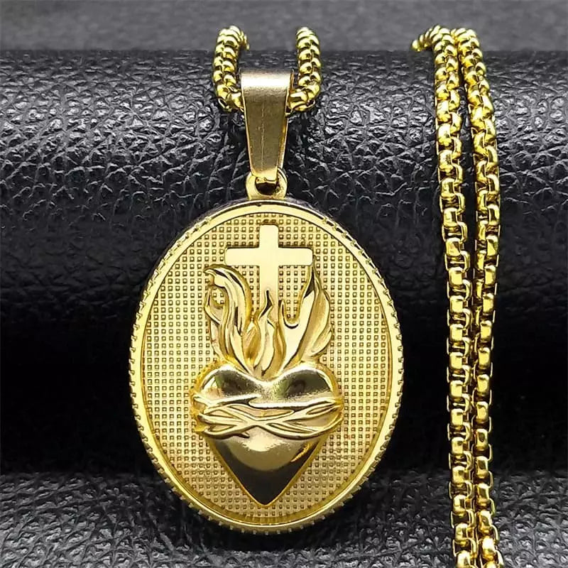 Colar_Masculino_Dourado_Pingente_Sagrado_Coracao_de_Jesus_Santo_Altar_1