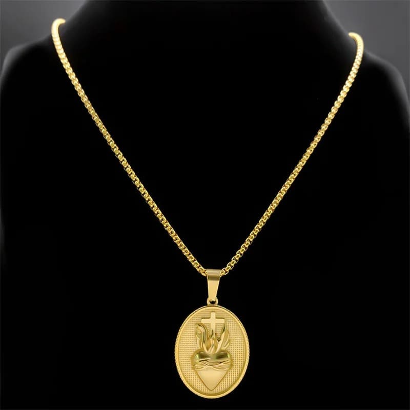 Colar_Masculino_Dourado_Pingente_Sagrado_Coracao_de_Jesus_Santo_Altar_2