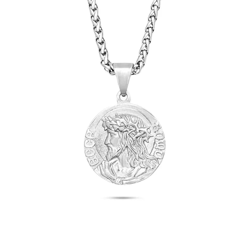 Colar Masculino Pingente Jesus Cristo Prata Santo Altar