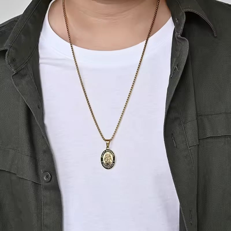Colar_Masculino_Pingente_Oval_Sao_Miguel_Arcanjo_Prata_Santo_Altar_1