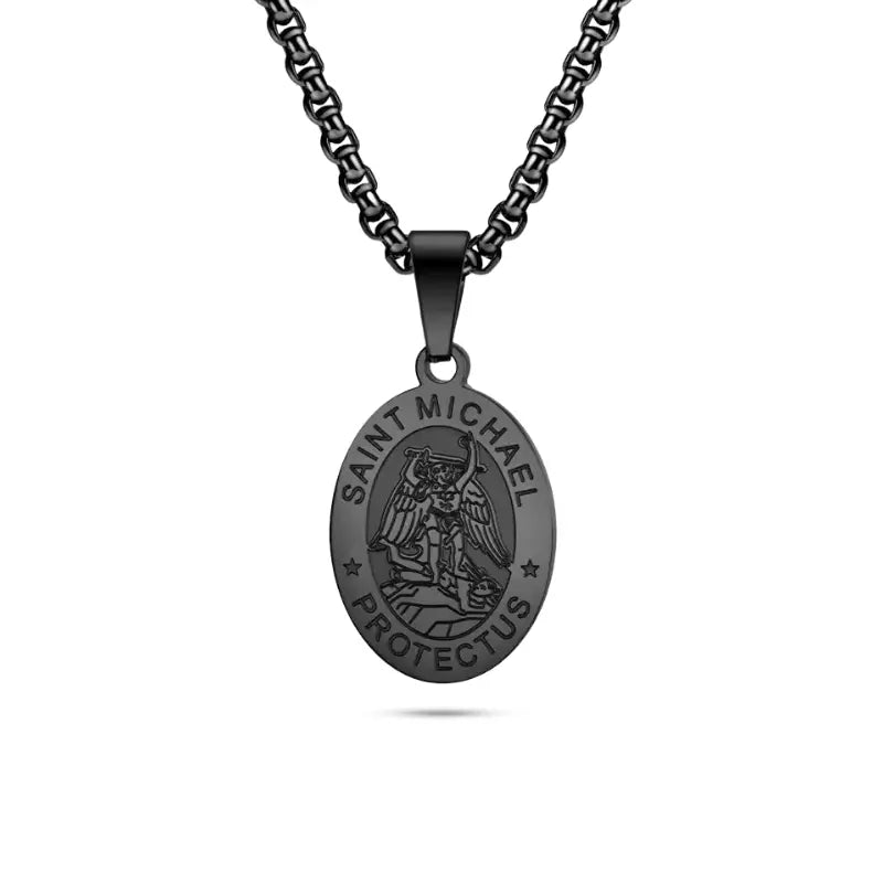 Colar_Masculino_Pingente_Oval_Sao_Miguel_Arcanjo_Preto_Santo_Altar_2