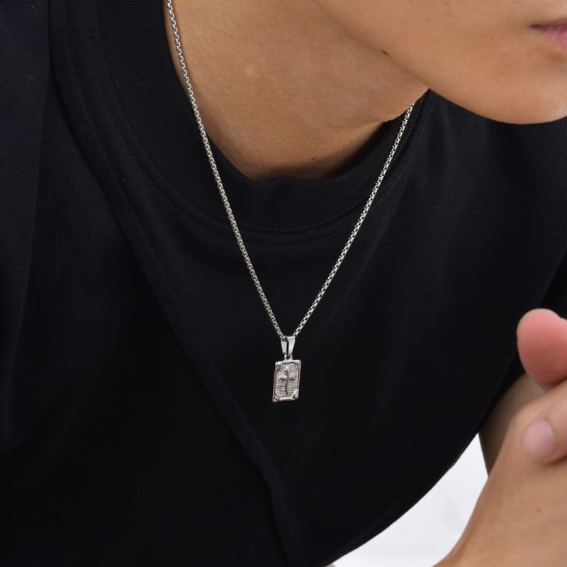 Colar Masculino Prata Pingente Crucifixo Medalha Santo Altar