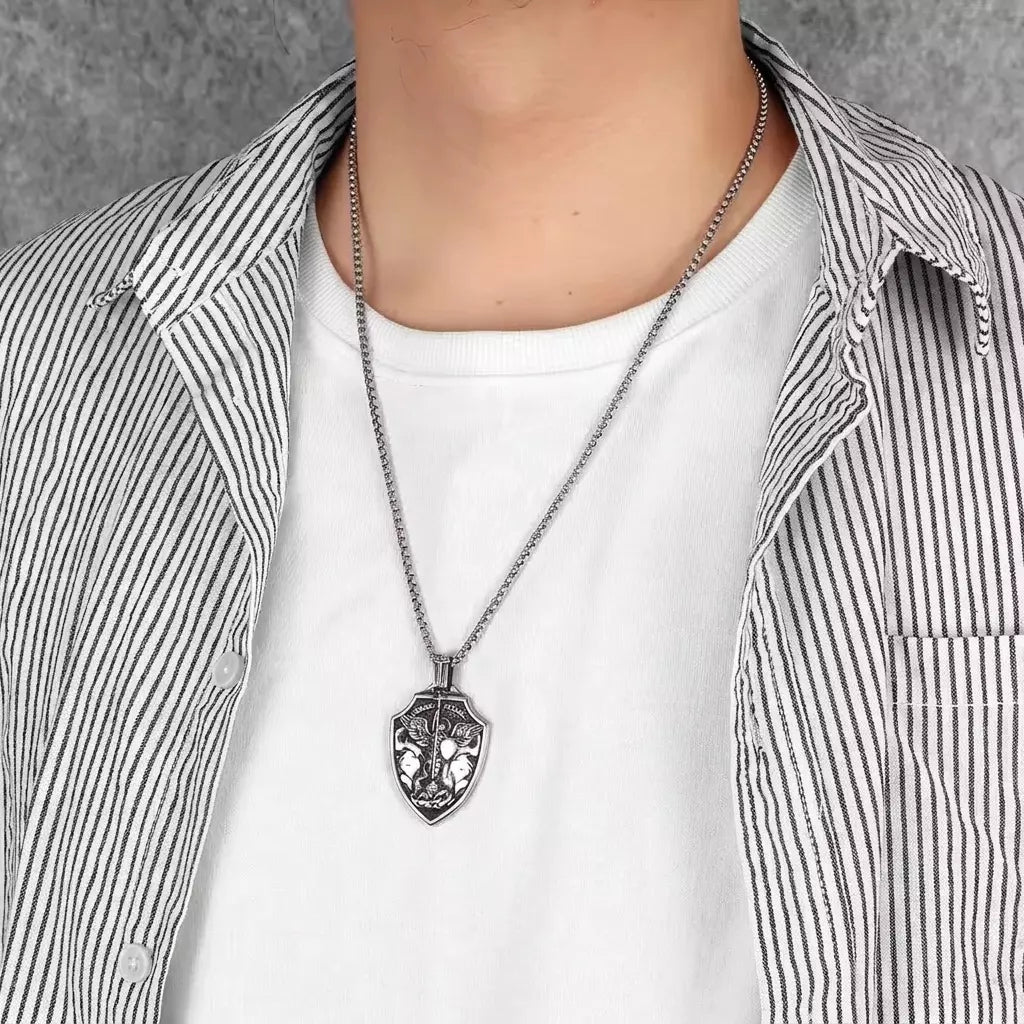 Colar_Masculino_Sao_Miguel_Arcanjo_Brasao_Prata_1