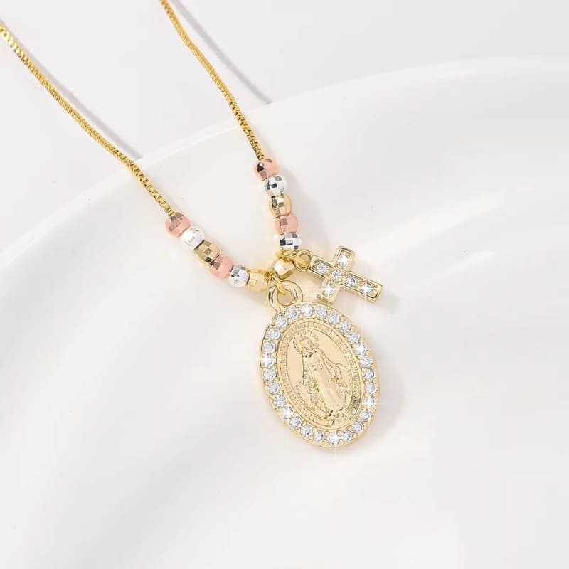 Colar_Pingente_Duplo_Medalha_Milagrosa_Crucifixo_Zirconias_Santo_Altar_1