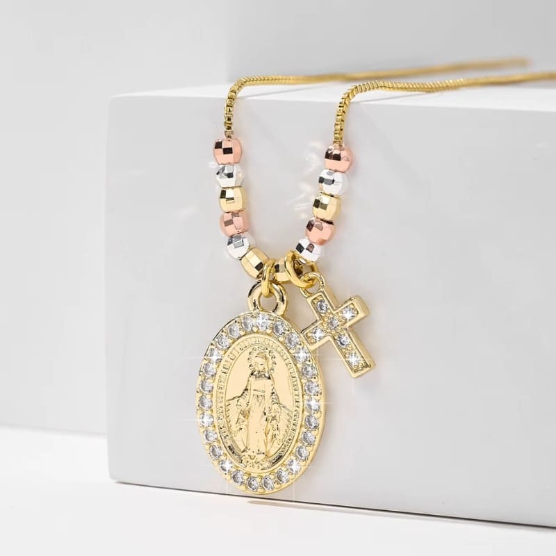 Colar_Pingente_Duplo_Medalha_Milagrosa_Crucifixo_Zirconias_Santo_Altar_2