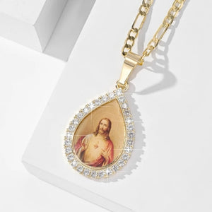 Colar_Pingente_Sagrado_Coração_de_Jesus_Ajustável_Zircônia_Santo_Altar_1