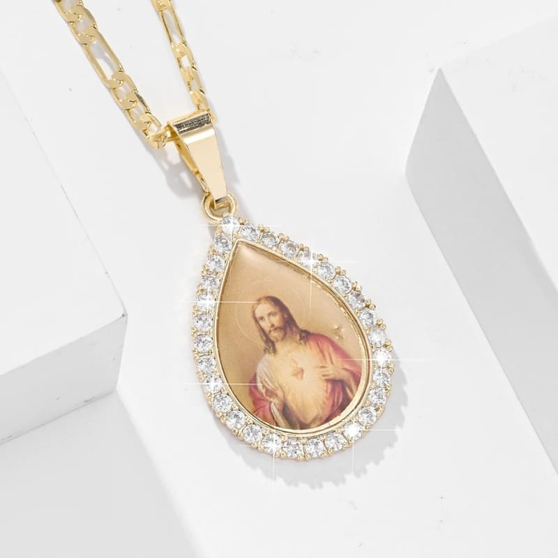 Colar_Pingente_Sagrado_Coração_de_Jesus_Ajustável_Zircônia_Santo_Altar_3