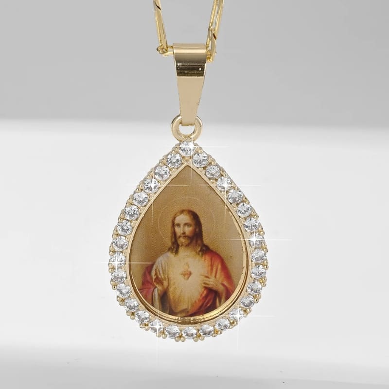 Colar_Pingente_Sagrado_Coração_de_Jesus_Ajustável_Zircônia_Santo_Altar_4