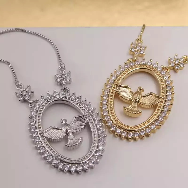 Colar do Espírito Santo Medalha Espírito Santo Zircônia Santo Altar