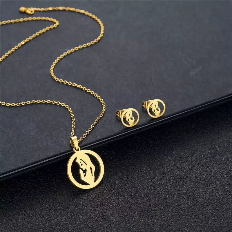 Conjunto Colar e Brinco Dourado Nossa Senhora Santo Altar 1
