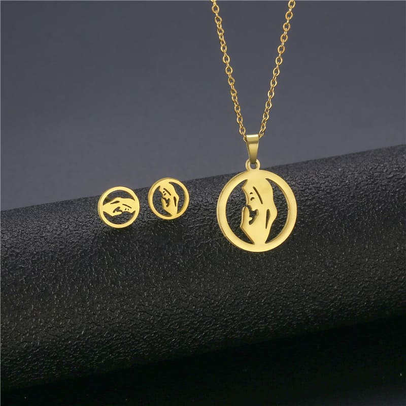 Conjunto Colar e Brinco Dourado Nossa Senhora Santo Altar 5