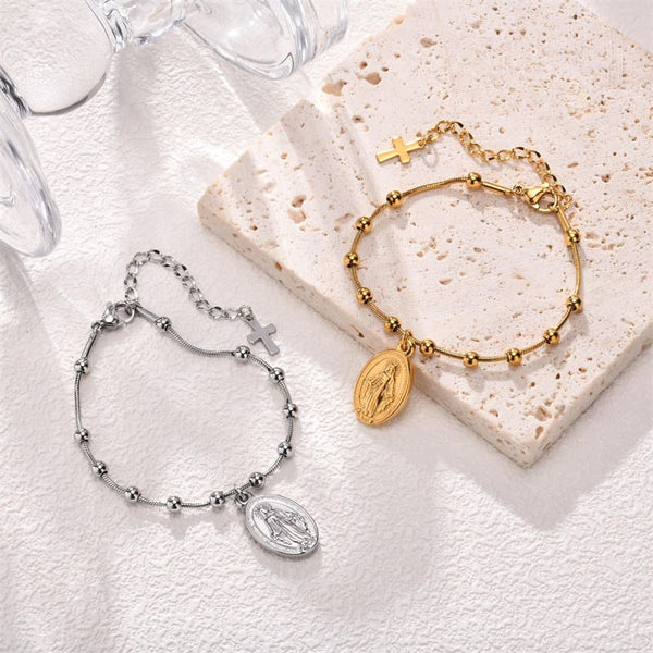 Pulseira Feminina Nossa Senhora Medalha Milagrosa Cruz Santo Altar 1
