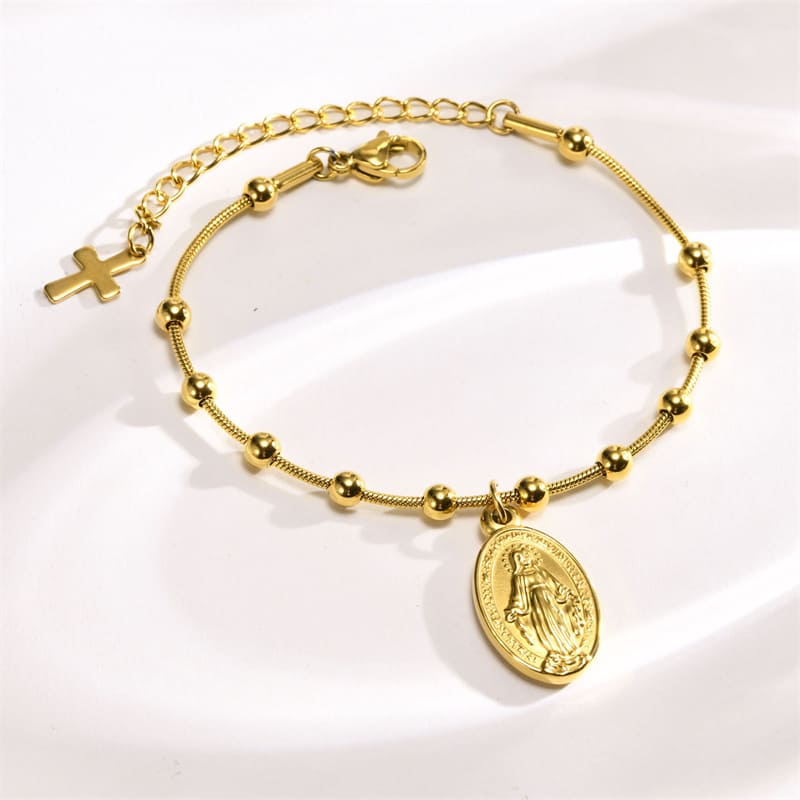 Pulseira Feminina Nossa Senhora Medalha Milagrosa Cruz Santo Altar 3