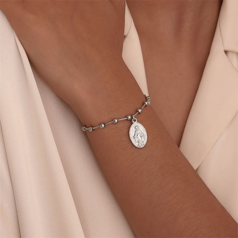 Pulseira Feminina Nossa Senhora Medalha Milagrosa Cruz Santo Altar 4