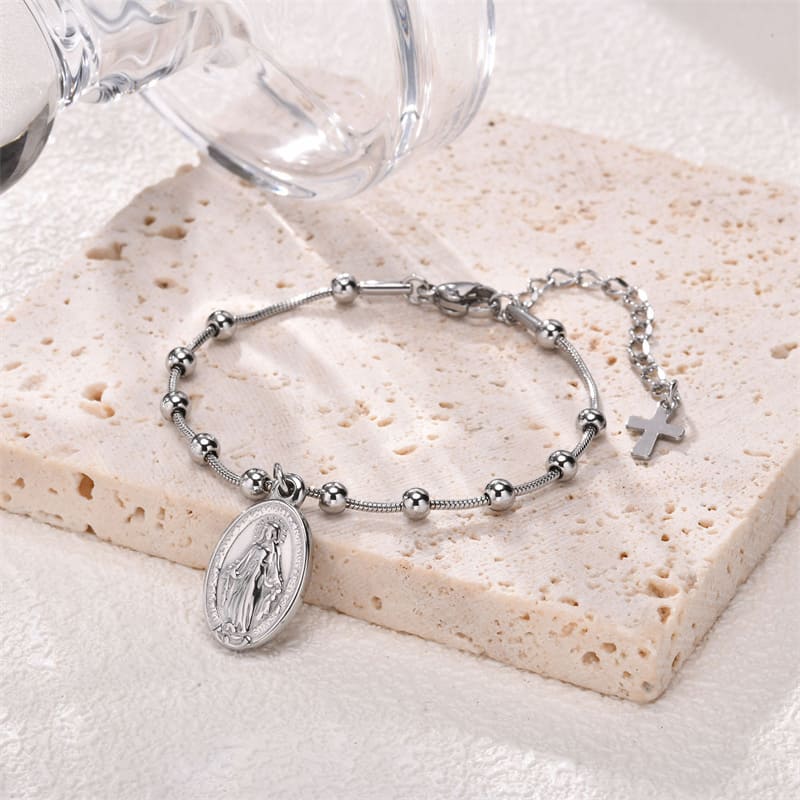 Pulseira Feminina Nossa Senhora Medalha Milagrosa Cruz Santo Altar 5