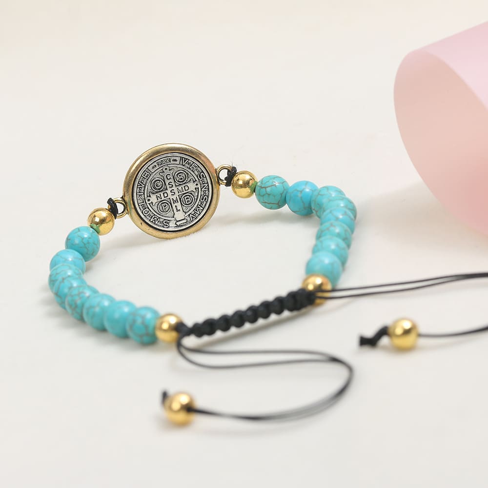 Pulseira Medalha de São Bento Inoxidável Santo Altar 5